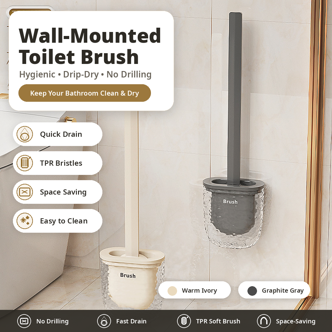 Premium Light Luxury Silicone Toilet Brush Set | Wall-Mounted & Floor-Standing