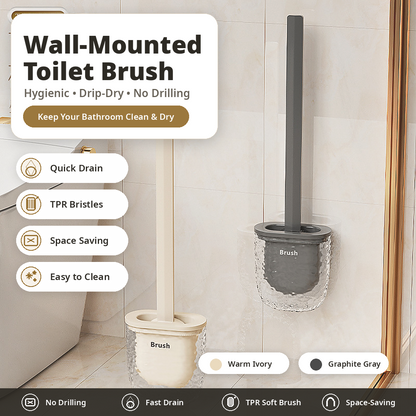 Premium Light Luxury Silicone Toilet Brush Set | Wall-Mounted & Floor-Standing