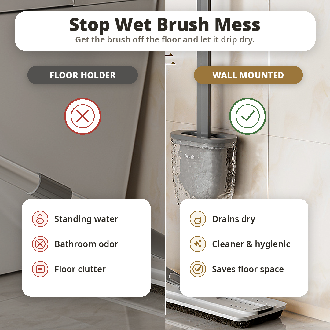 Premium Light Luxury Silicone Toilet Brush Set | Wall-Mounted & Floor-Standing