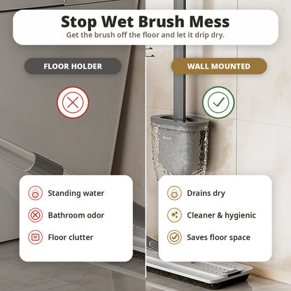 Premium Light Luxury Silicone Toilet Brush Set | Wall-Mounted & Floor-Standing