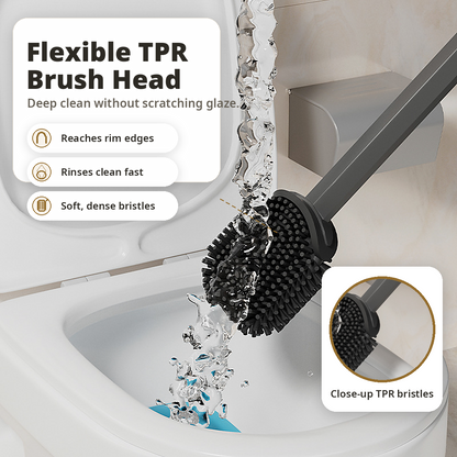 Premium Light Luxury Silicone Toilet Brush Set | Wall-Mounted & Floor-Standing