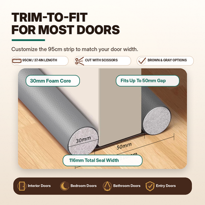 Upgraded Leather Door Bottom Draft Stopper |  Glue-Free Weather Stripping & Soundproof Seal