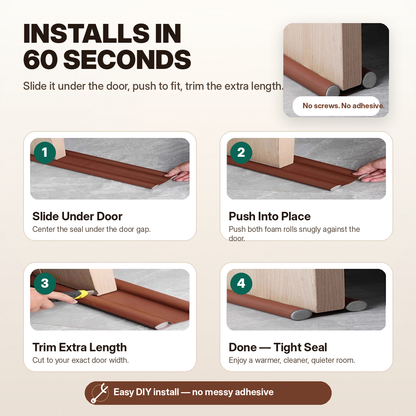 Upgraded Leather Door Bottom Draft Stopper |  Glue-Free Weather Stripping & Soundproof Seal