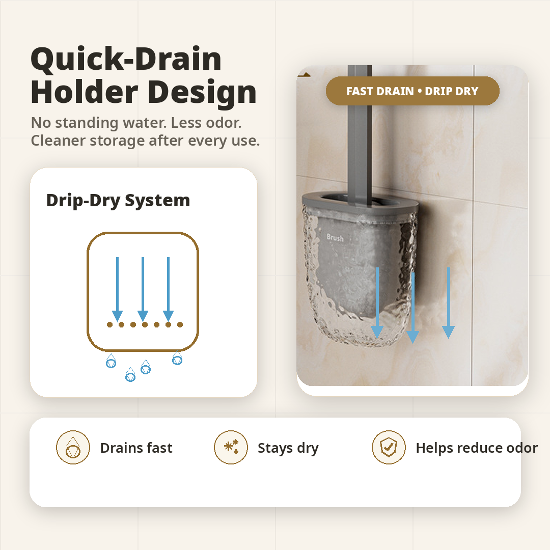 Premium Light Luxury Silicone Toilet Brush Set | Wall-Mounted & Floor-Standing