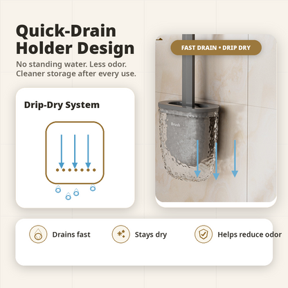 Premium Light Luxury Silicone Toilet Brush Set | Wall-Mounted & Floor-Standing