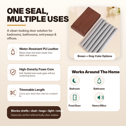 Upgraded Leather Door Bottom Draft Stopper |  Glue-Free Weather Stripping & Soundproof Seal