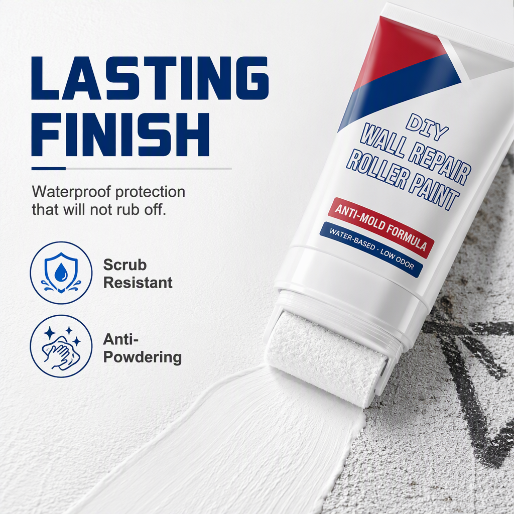 ⚡ [Instant Wall Touch-Up] All-in-One Wall Repair Paint Roller | Fast-Drying Waterproof Paste for Scuffs, Stains & Holes