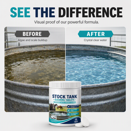 🔥 SAVE 50% TODAY 🔥 Fast-Dissolving Livestock Water Tank Cleaning Tablets | Algae Control & Fresh Water | Animal Safe
