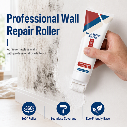 ⚡ [Instant Wall Touch-Up] All-in-One Wall Repair Paint Roller | Fast-Drying Waterproof Paste for Scuffs, Stains & Holes