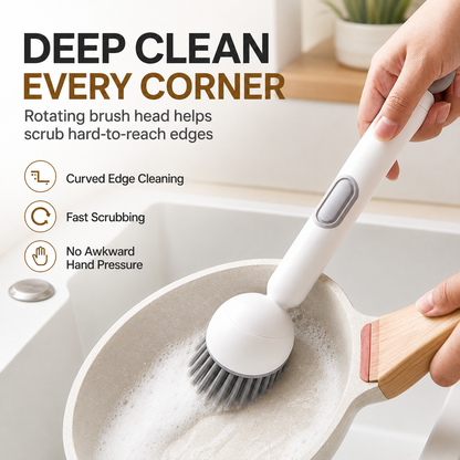 Multi-Functional 3-in-1 Rotatable Kitchen Cleaning Brush with Soap Dispenser