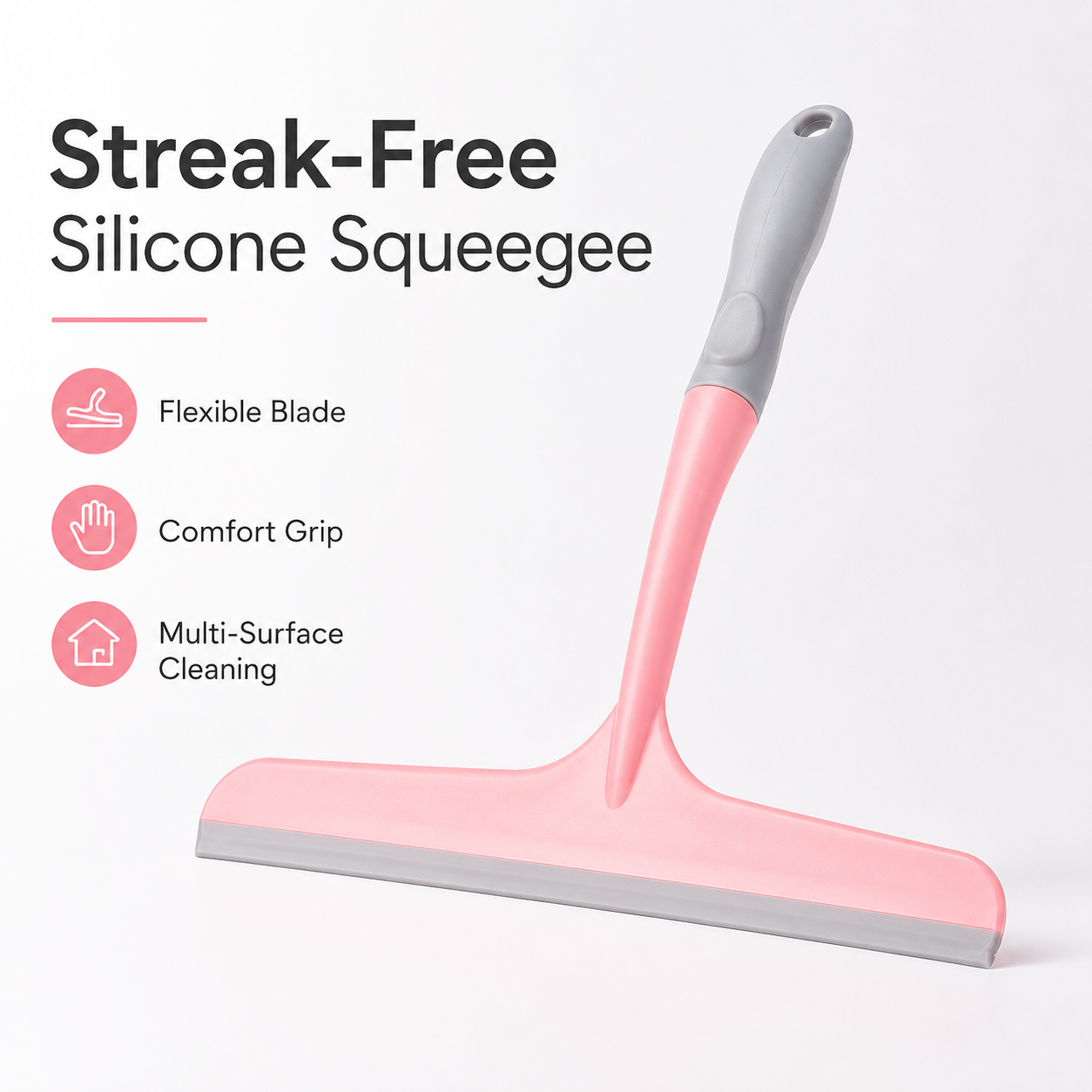 Multi-Purpose Silicone Squeegee & Window Cleaner | Streak-Free Bathroom Wiper