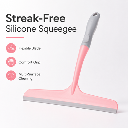 Multi-Purpose Silicone Squeegee & Window Cleaner | Streak-Free Bathroom Wiper
