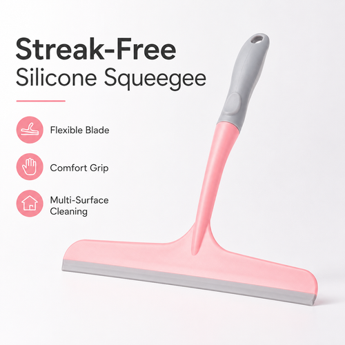 Multi-Purpose Silicone Squeegee & Window Cleaner | Streak-Free Bathroom Wiper