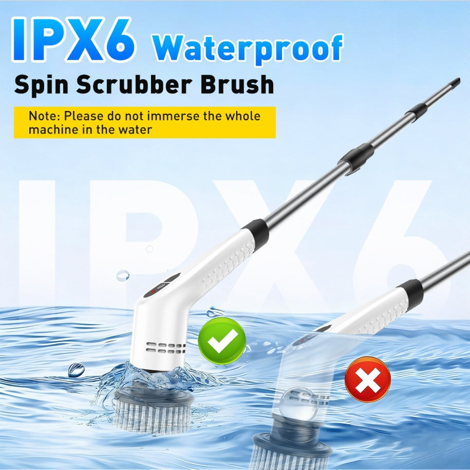 12-in-1 Multi-Functional Electric Spin Scrubber | Cordless, Retractable Long Handle & IPX6 Waterproof