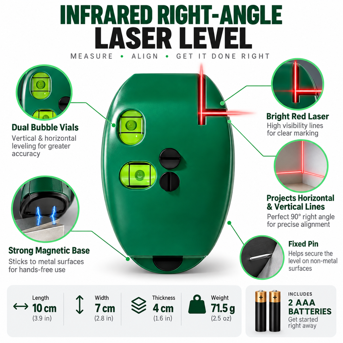 🥳HEISSER SALE 2026🥳💞50.000+ VERKAUFT!👵❤️ 90-Grad-Infrarot-Laser-Wasserwaage im rechten Winkel