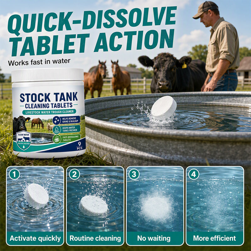 🔥 SAVE 50% TODAY 🔥 Fast-Dissolving Livestock Water Tank Cleaning Tablets | Algae Control & Fresh Water | Animal Safe